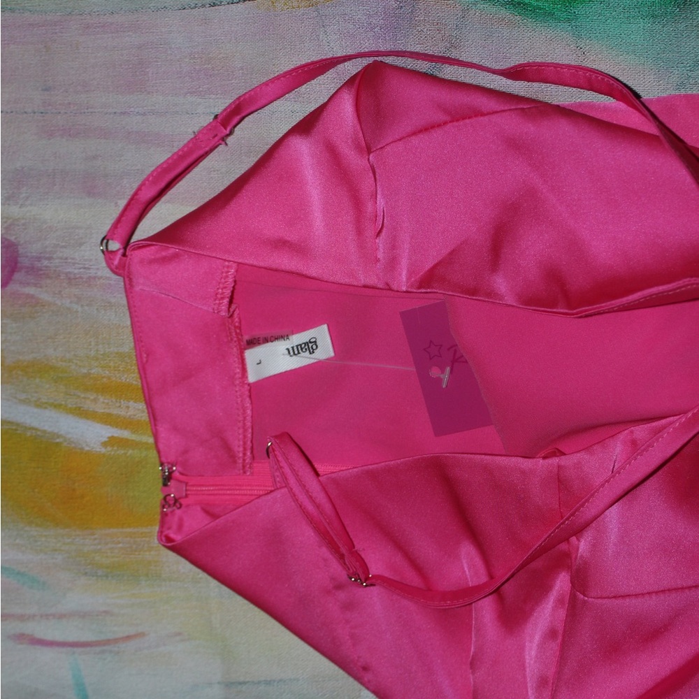 Ruched hot pink dress
